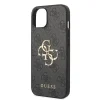Husă spate Guess PU 4G cu logo metalic pentru iPhone 15, gri