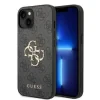 Husă spate Guess PU 4G cu logo metalic pentru iPhone 15, gri