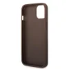 Husă spate Guess PU 4G cu logo metalic pentru iPhone 15, maro