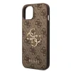 Husă spate Guess PU 4G cu logo metalic pentru iPhone 15, maro