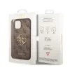 Husă spate Guess PU 4G cu logo metalic pentru iPhone 15, maro
