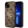 Husă spate Guess PU 4G cu logo metalic pentru iPhone 15, maro