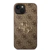 Husă spate Guess PU 4G cu logo metalic pentru iPhone 15, maro