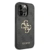 Husă spate Guess PU 4G cu logo metalic pentru iPhone 15 Pro, gri