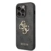 Husă spate Guess PU 4G cu logo metalic pentru iPhone 15 Pro, gri