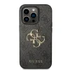 Husă spate Guess PU 4G cu logo metalic pentru iPhone 15 Pro, gri