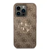 Husă spate Guess PU 4G cu logo metalic pentru iPhone 15 Pro, maro