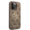 Husă spate Guess PU 4G cu logo metalic pentru iPhone 15 Pro, maro