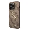Husă spate Guess PU 4G cu logo metalic pentru iPhone 15 Pro, maro