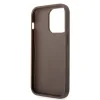 Husă spate Guess PU 4G cu logo metalic pentru iPhone 15 Pro, maro