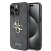 Husă spate Guess PU 4G cu logo metalic pentru iPhone 15 Pro Max, gri