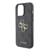 Husă spate Guess PU 4G cu logo metalic pentru iPhone 15 Pro Max, gri