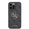 Husă spate Guess PU 4G cu logo metalic pentru iPhone 15 Pro Max, gri