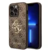 Husă spate Guess PU 4G cu logo metalic pentru iPhone 15 Pro Max, maro