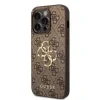 Husă spate Guess PU 4G cu logo metalic pentru iPhone 15 Pro Max, maro