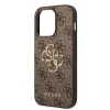 Husă spate Guess PU 4G cu logo metalic pentru iPhone 15 Pro Max, maro