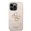Husă spate Guess PU 4G cu logo metalic pentru iPhone 15 Pro Max, roz