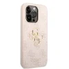 Husă spate Guess PU 4G cu logo metalic pentru iPhone 15 Pro Max, roz