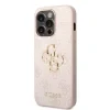 Husă spate Guess PU 4G cu logo metalic pentru iPhone 15 Pro Max, roz