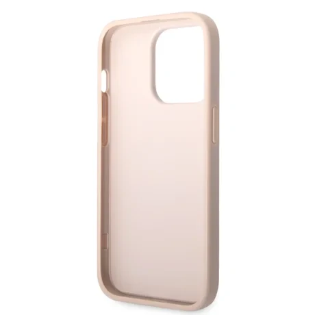 Husă spate Guess PU 4G cu logo metalic pentru iPhone 15 Pro Max, roz
