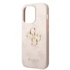 Husă spate Guess PU 4G cu logo metalic pentru iPhone 15 Pro, roz