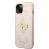 Husă spate Guess PU 4G cu logo metalic pentru iPhone 15, roz