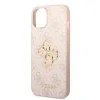 Husă spate Guess PU 4G cu logo metalic pentru iPhone 15, roz