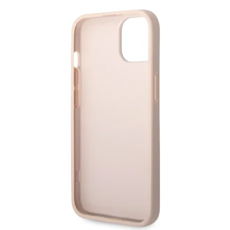Husă spate Guess PU 4G cu logo metalic pentru iPhone 15, roz