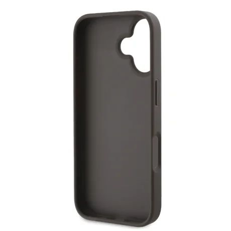 Husă spate Guess PU 4G cu logo metalic pentru iPhone 16, maro