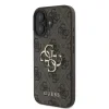 Husă spate Guess PU 4G cu logo metalic pentru iPhone 16, maro