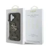 Husă spate Guess PU 4G cu logo metalic pentru iPhone 16, maro