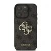 Husă spate Guess PU 4G cu logo metalic pentru iPhone 16 Pro, gri