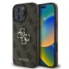 Husă spate Guess PU 4G cu logo metalic pentru iPhone 16 Pro, maro