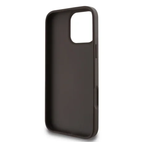 Husă spate Guess PU 4G cu logo metalic pentru iPhone 16 Pro, maro