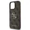 Husă spate Guess PU 4G cu logo metalic pentru iPhone 16 Pro, maro