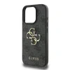 Husă spate Guess PU 4G cu logo metalic pentru iPhone 16 Pro Max, gri