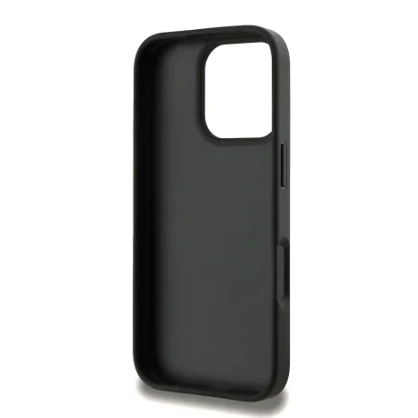 Husă spate Guess PU 4G cu logo metalic pentru iPhone 16 Pro Max, gri