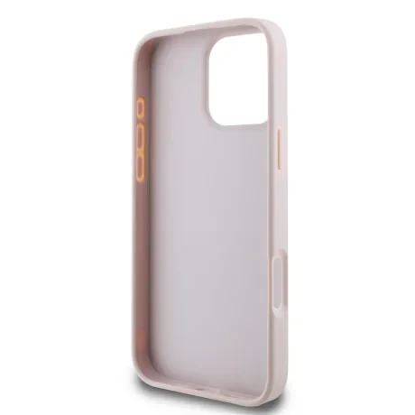 Husă spate Guess PU 4G cu logo metalic pentru iPhone 16 Pro, roz