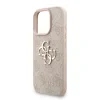 Husă spate Guess PU 4G cu logo metalic pentru iPhone 16 Pro, roz