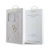 Husă spate Guess PU 4G cu logo metalic pentru iPhone 16 Pro, roz