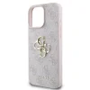 Husă spate Guess PU 4G cu logo metalic pentru iPhone 16 Pro, roz