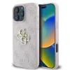 Husă spate Guess PU 4G cu logo metalic pentru iPhone 16 Pro, roz