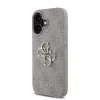 Husă spate Guess PU 4G cu logo metalic pentru iPhone 16, roz