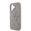 Husă spate Guess PU 4G cu logo metalic pentru iPhone 16, roz
