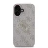 Husă spate Guess PU 4G cu logo metalic pentru iPhone 16, roz