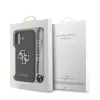 Husă spate Guess PU 4G cu logo metalic pentru iPhone 17, neagră