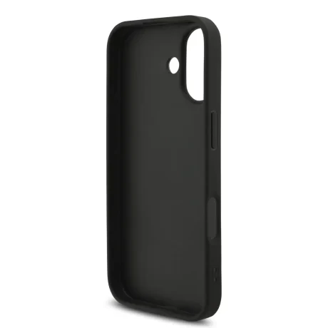 Husă spate Guess PU 4G cu logo metalic pentru iPhone 17, neagră