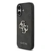 Husă spate Guess PU 4G cu logo metalic pentru iPhone 17, neagră