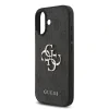 Husă spate Guess PU 4G cu logo metalic pentru iPhone 17, neagră