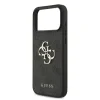 Husă spate Guess PU 4G cu logo metalic pentru iPhone 17 Pro Max, neagră